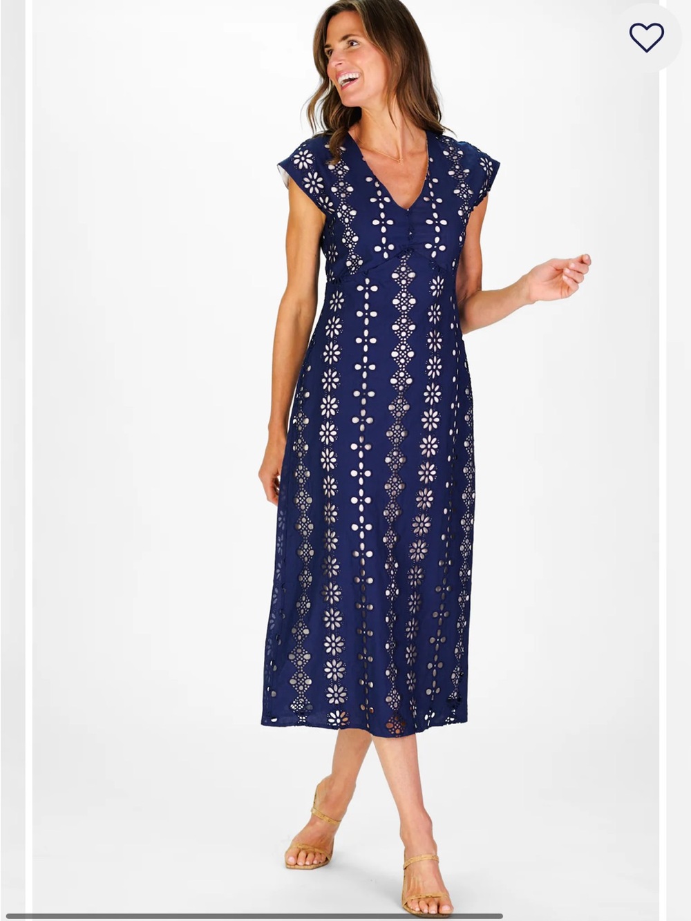 Duffield Lane Eloise Dress Navy Garden Eyelet Large NWT Midi 100% Cotton